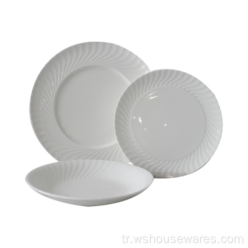 Beyaz Stoneware Basit ve Zarif Dinnerset Seramik Otel